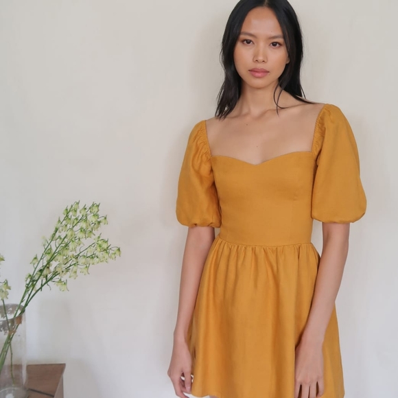Reformation Harris Dress - Ochre - Picture 1 of 5